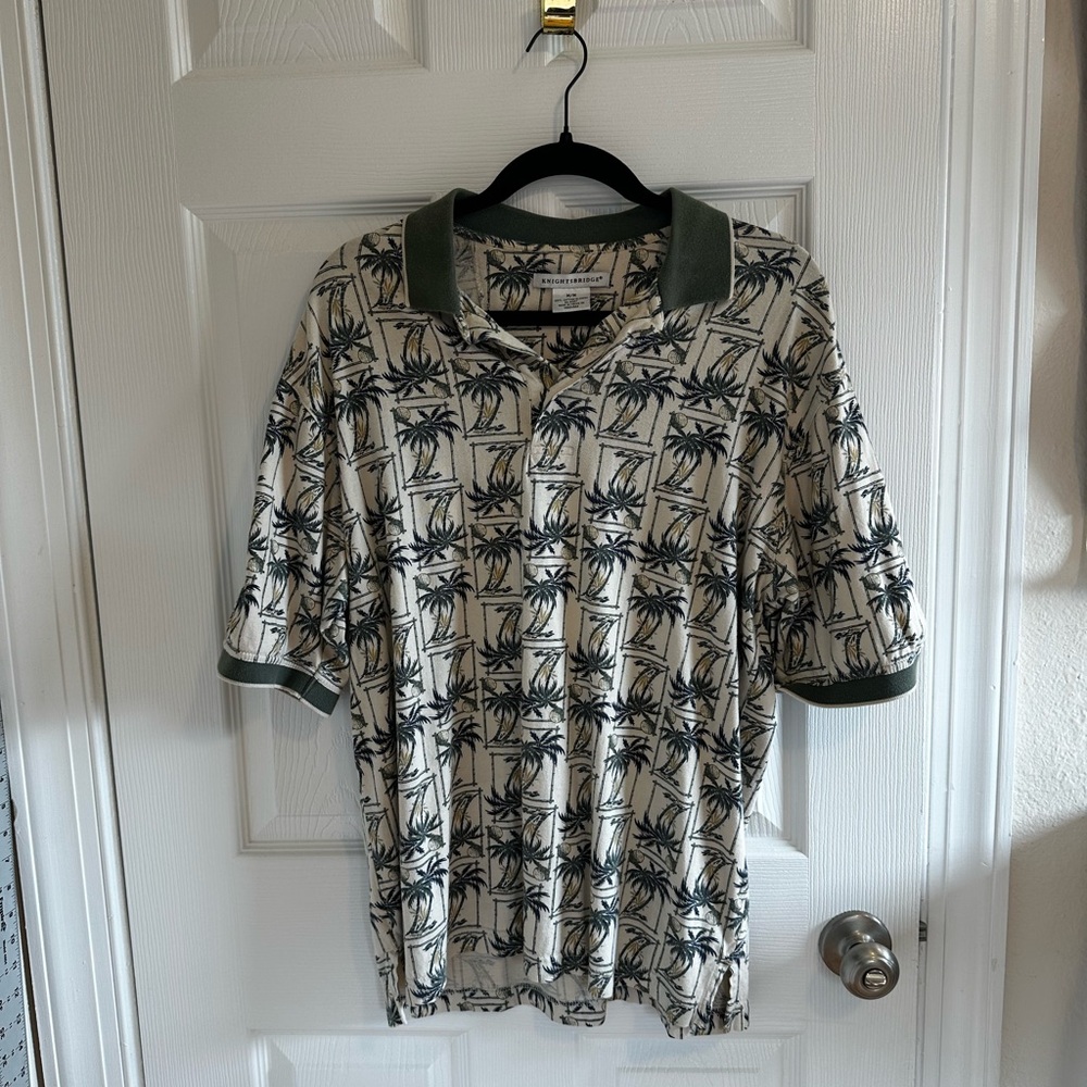 Palm Tree/Golf Ball Print Polo